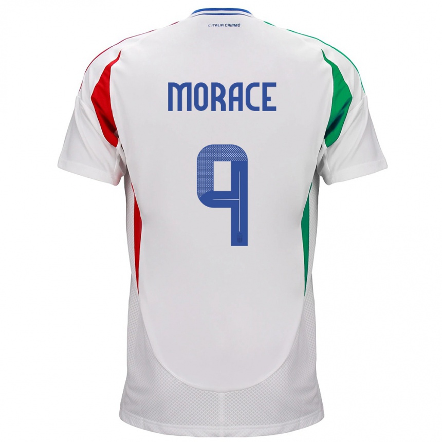 Damen Fußball Italien Carolina Morace #9 Weiß Auswärtstrikot Trikot 24-26 T-Shirt Luxemburg