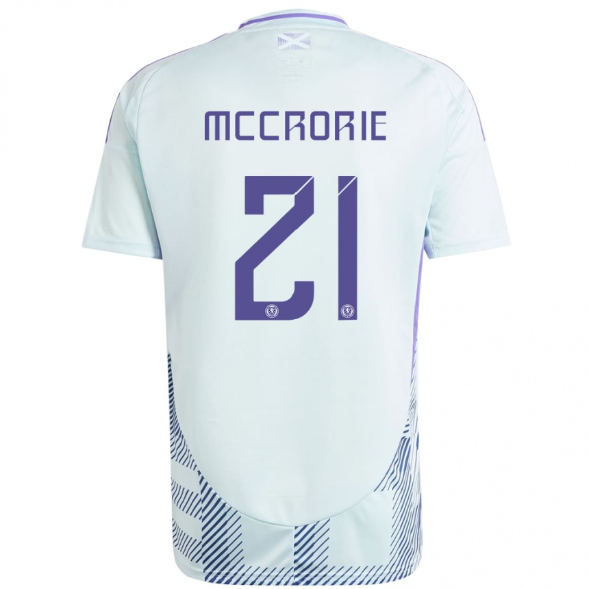 Damen Fußball Schottland Robby Mccrorie #21 Helles Mintblau Auswärtstrikot Trikot 24-26 T-Shirt Luxemburg