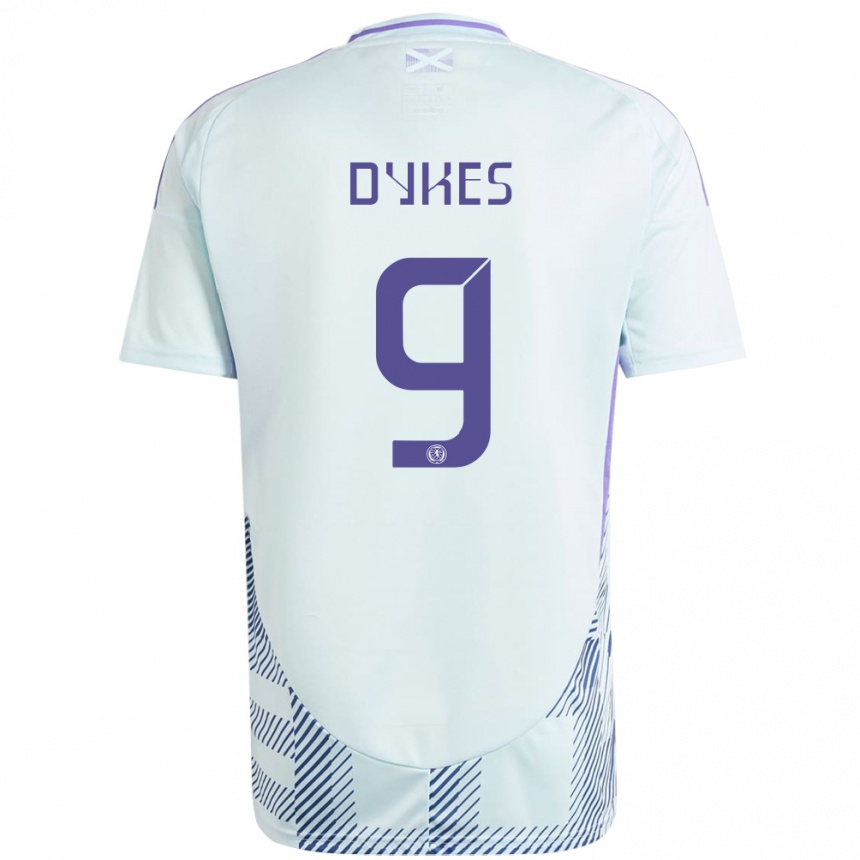 Damen Fußball Schottland Lyndon Dykes #9 Helles Mintblau Auswärtstrikot Trikot 24-26 T-Shirt Luxemburg