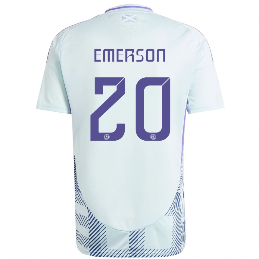 Damen Fußball Schottland Johnny Emerson #20 Helles Mintblau Auswärtstrikot Trikot 24-26 T-Shirt Luxemburg