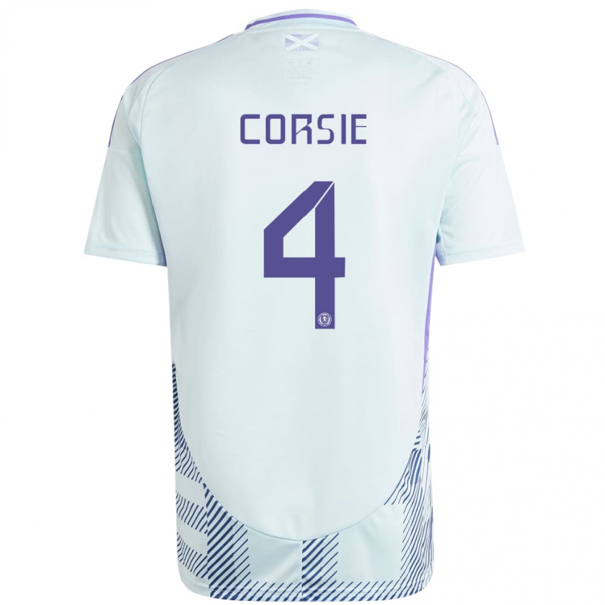 Damen Fußball Schottland Rachel Corsie #4 Helles Mintblau Auswärtstrikot Trikot 24-26 T-Shirt Luxemburg