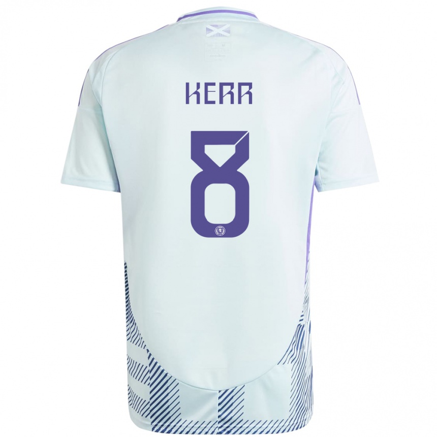 Damen Fußball Schottland Samantha Kerr #8 Helles Mintblau Auswärtstrikot Trikot 24-26 T-Shirt Luxemburg