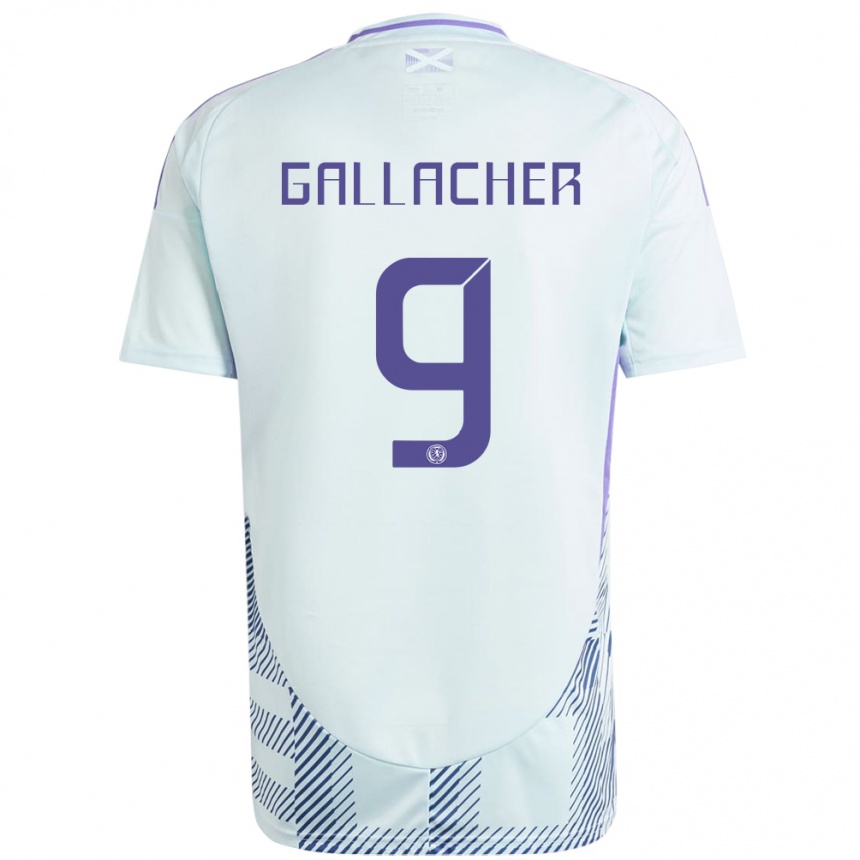 Damen Fußball Schottland Amy Gallacher #9 Helles Mintblau Auswärtstrikot Trikot 24-26 T-Shirt Luxemburg