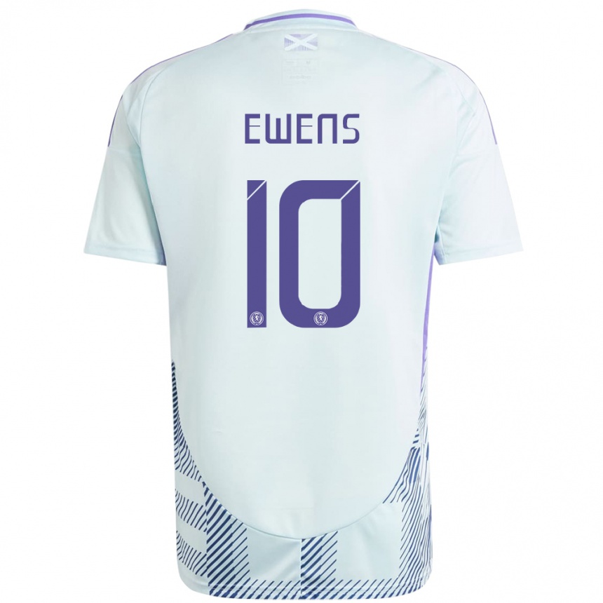 Damen Fußball Schottland Sarah Ewens #10 Helles Mintblau Auswärtstrikot Trikot 24-26 T-Shirt Luxemburg