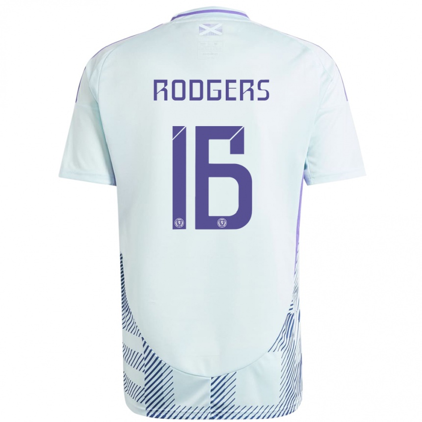 Damen Fußball Schottland Amy Rodgers #16 Helles Mintblau Auswärtstrikot Trikot 24-26 T-Shirt Luxemburg