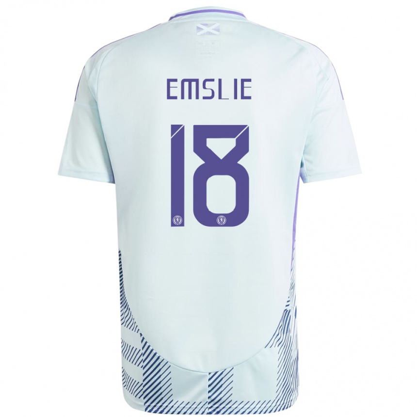 Damen Fußball Schottland Claire Emslie #18 Helles Mintblau Auswärtstrikot Trikot 24-26 T-Shirt Luxemburg