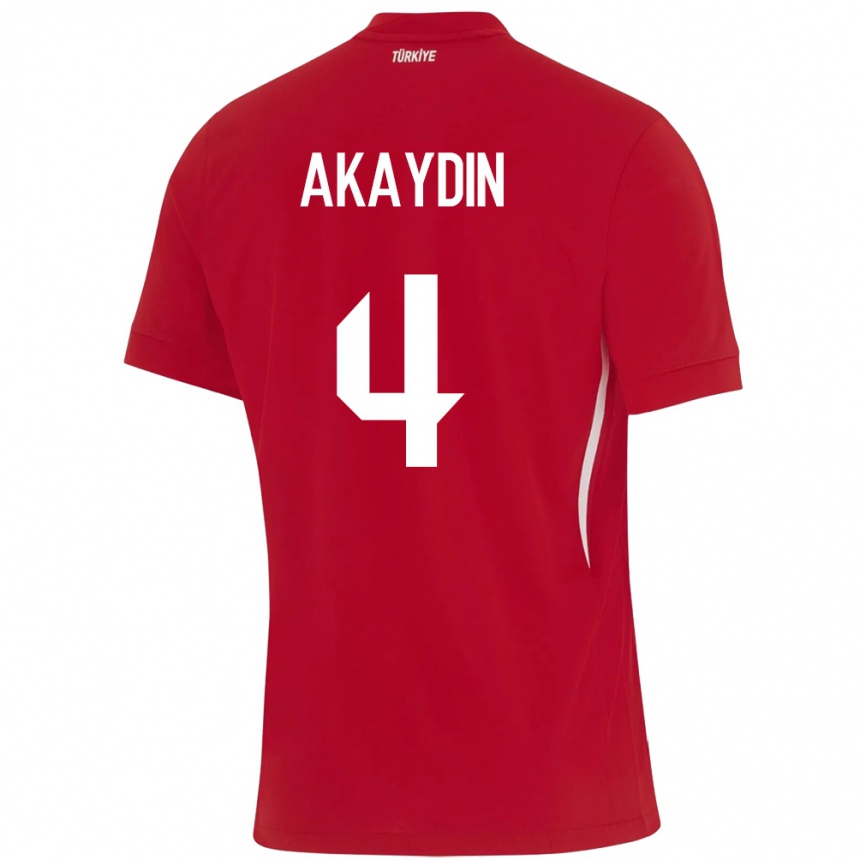 Damen Fußball Türkei Samet Akaydin #4 Rot Auswärtstrikot Trikot 24-26 T-Shirt Luxemburg