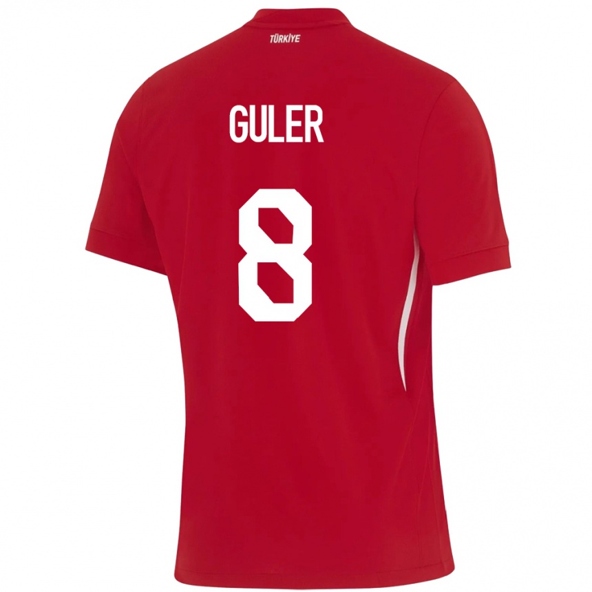 Damen Fußball Türkei Arda Güler #8 Rot Auswärtstrikot Trikot 24-26 T-Shirt Luxemburg