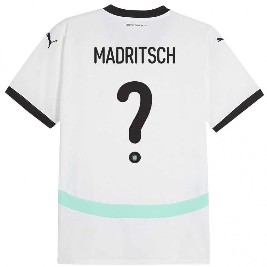 Damen Fußball Österreich Diego Madritsch #0 Weiß Auswärtstrikot Trikot 24-26 T-Shirt Luxemburg