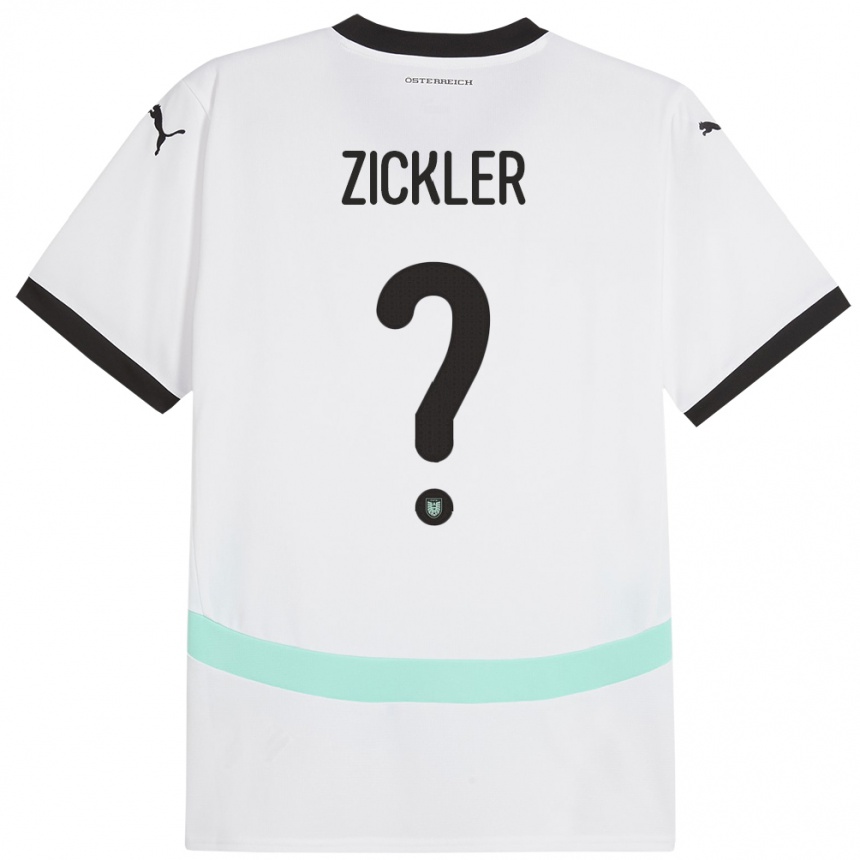 Damen Fußball Österreich Jakob Zickler #0 Weiß Auswärtstrikot Trikot 24-26 T-Shirt Luxemburg