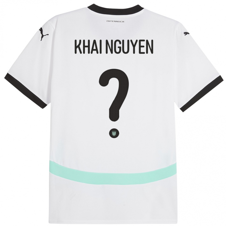 Damen Fußball Österreich Quoc Khai Nguyen #0 Weiß Auswärtstrikot Trikot 24-26 T-Shirt Luxemburg