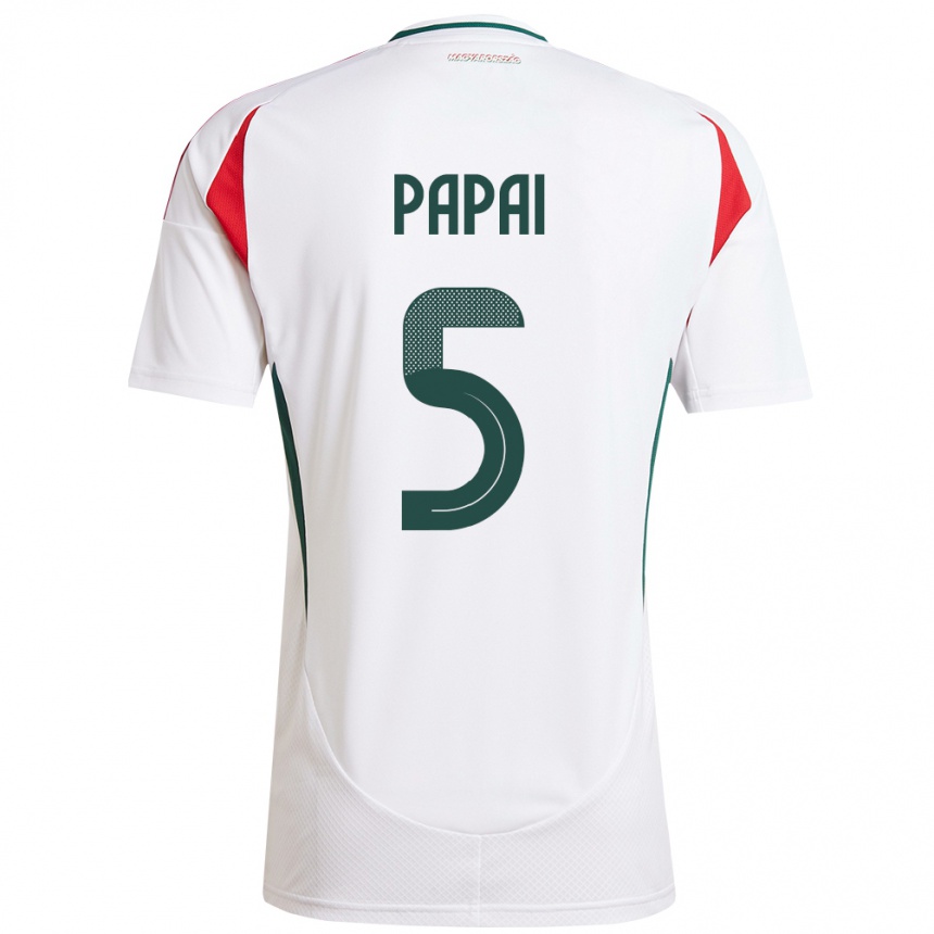 Damen Fußball Ungarn Emőke Pápai #5 Weiß Auswärtstrikot Trikot 24-26 T-Shirt Luxemburg