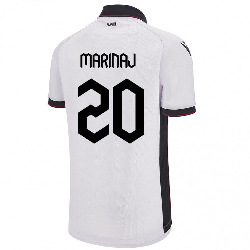 Damen Fußball Albanien Kledi Marinaj #20 Weiß Auswärtstrikot Trikot 24-26 T-Shirt Luxemburg