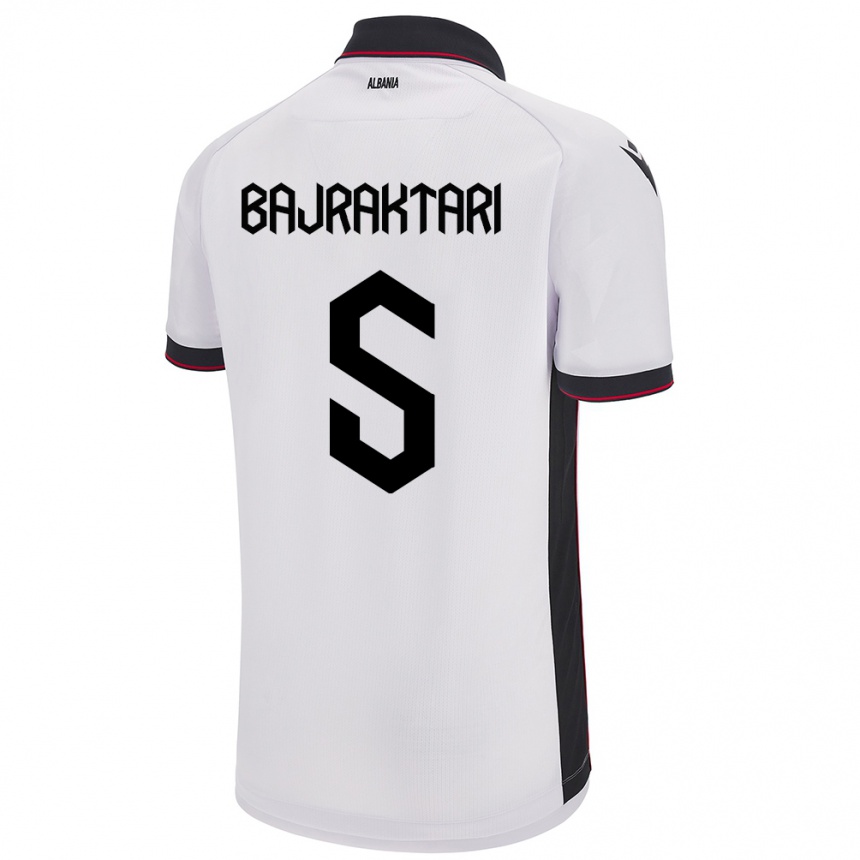 Damen Fußball Albanien Arbiona Bajraktari #5 Weiß Auswärtstrikot Trikot 24-26 T-Shirt Luxemburg