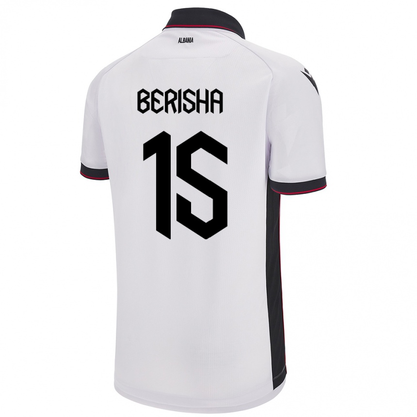 Damen Fußball Albanien Gresa Berisha #15 Weiß Auswärtstrikot Trikot 24-26 T-Shirt Luxemburg