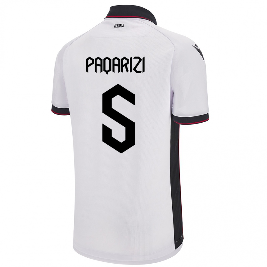 Damen Fußball Albanien Vesa Paqarizi #5 Weiß Auswärtstrikot Trikot 24-26 T-Shirt Luxemburg