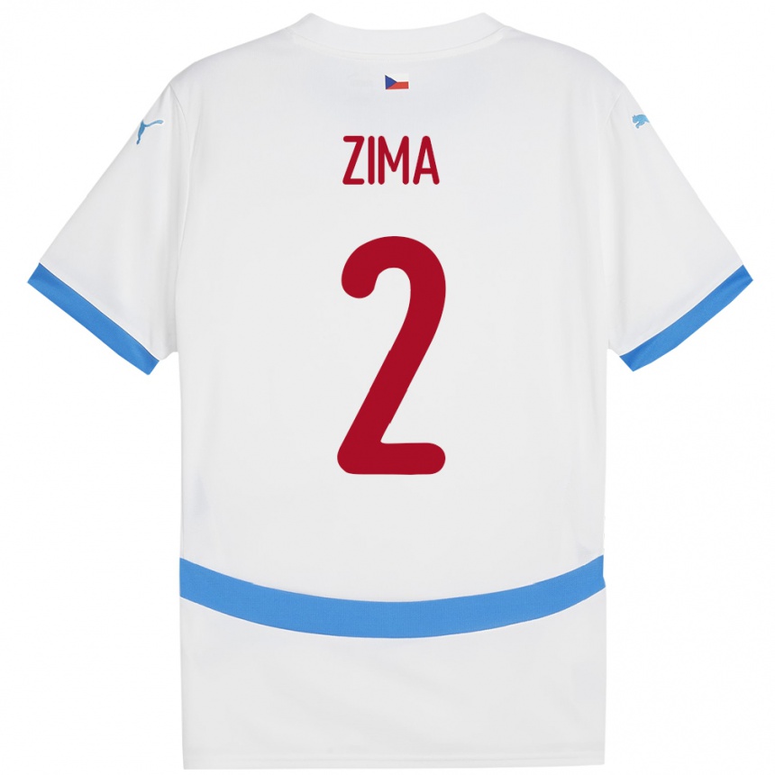 Damen Fußball Tschechien David Zima #2 Weiß Auswärtstrikot Trikot 24-26 T-Shirt Luxemburg