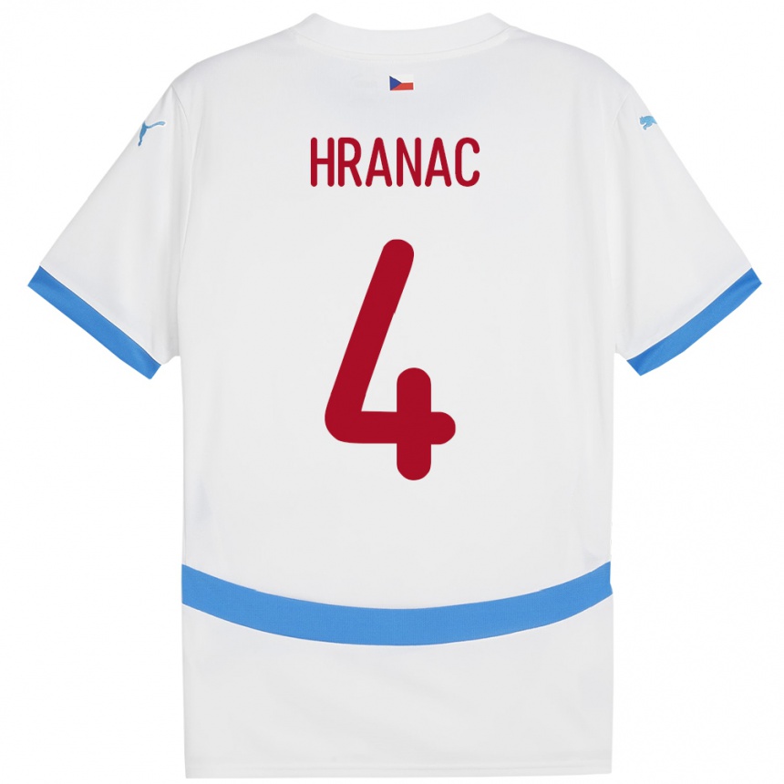 Damen Fußball Tschechien Robin Hranac #4 Weiß Auswärtstrikot Trikot 24-26 T-Shirt Luxemburg