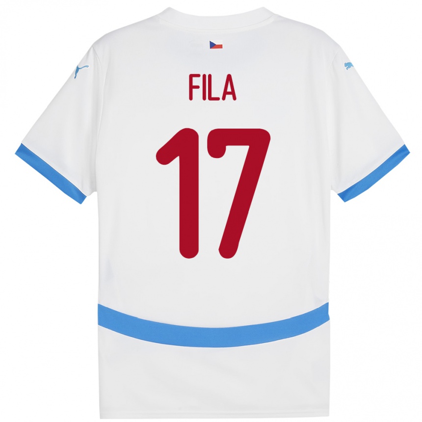 Damen Fußball Tschechien Lukas Fila #17 Weiß Auswärtstrikot Trikot 24-26 T-Shirt Luxemburg