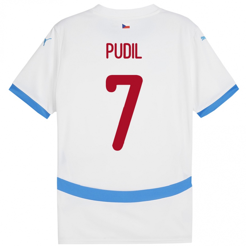 Damen Fußball Tschechien Adam Pudil #7 Weiß Auswärtstrikot Trikot 24-26 T-Shirt Luxemburg