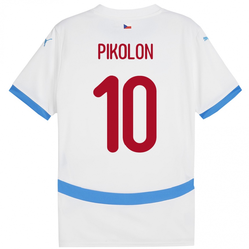 Damen Fußball Tschechien Samuel Pikolon #10 Weiß Auswärtstrikot Trikot 24-26 T-Shirt Luxemburg