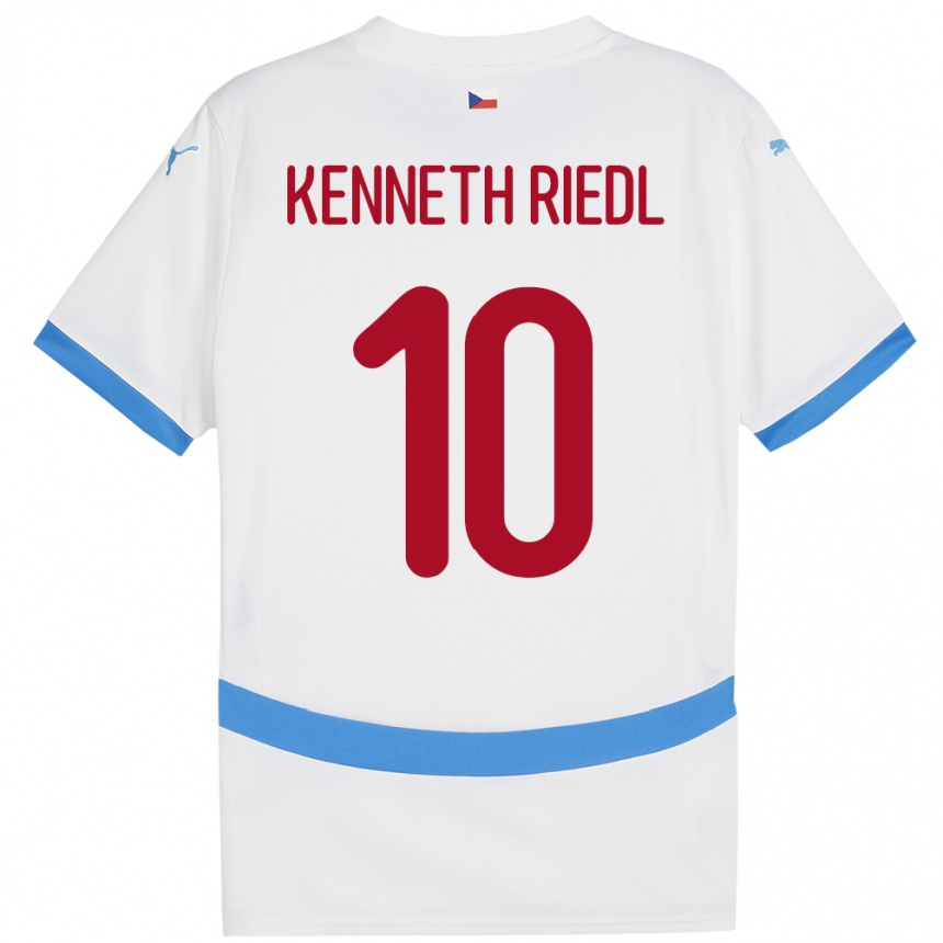 Damen Fußball Tschechien Victor Kenneth Riedl #10 Weiß Auswärtstrikot Trikot 24-26 T-Shirt Luxemburg