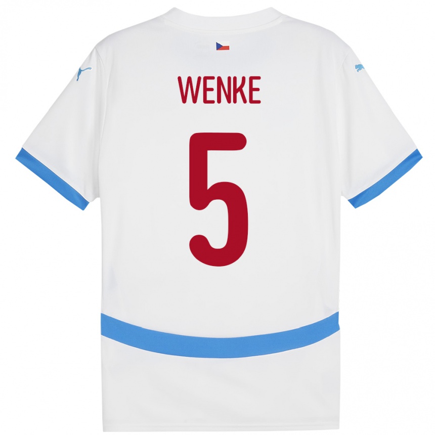 Damen Fußball Tschechien Eduard Wenke #5 Weiß Auswärtstrikot Trikot 24-26 T-Shirt Luxemburg