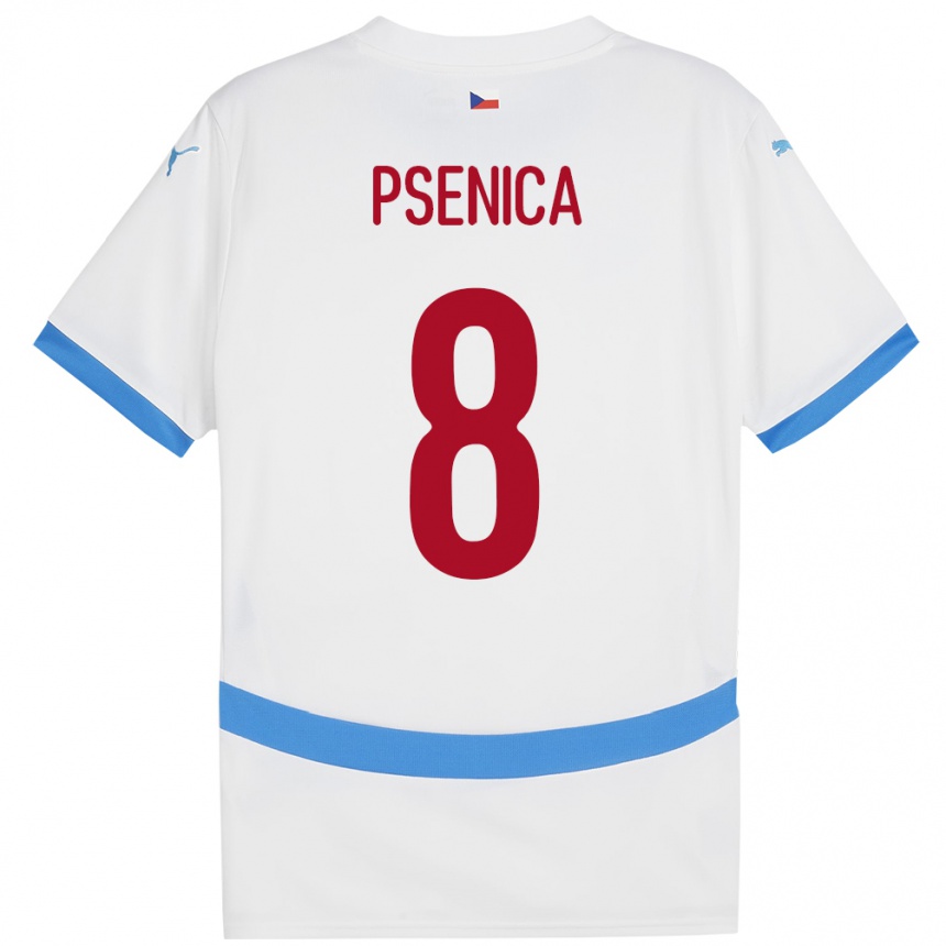 Damen Fußball Tschechien Jiri Psenica #8 Weiß Auswärtstrikot Trikot 24-26 T-Shirt Luxemburg