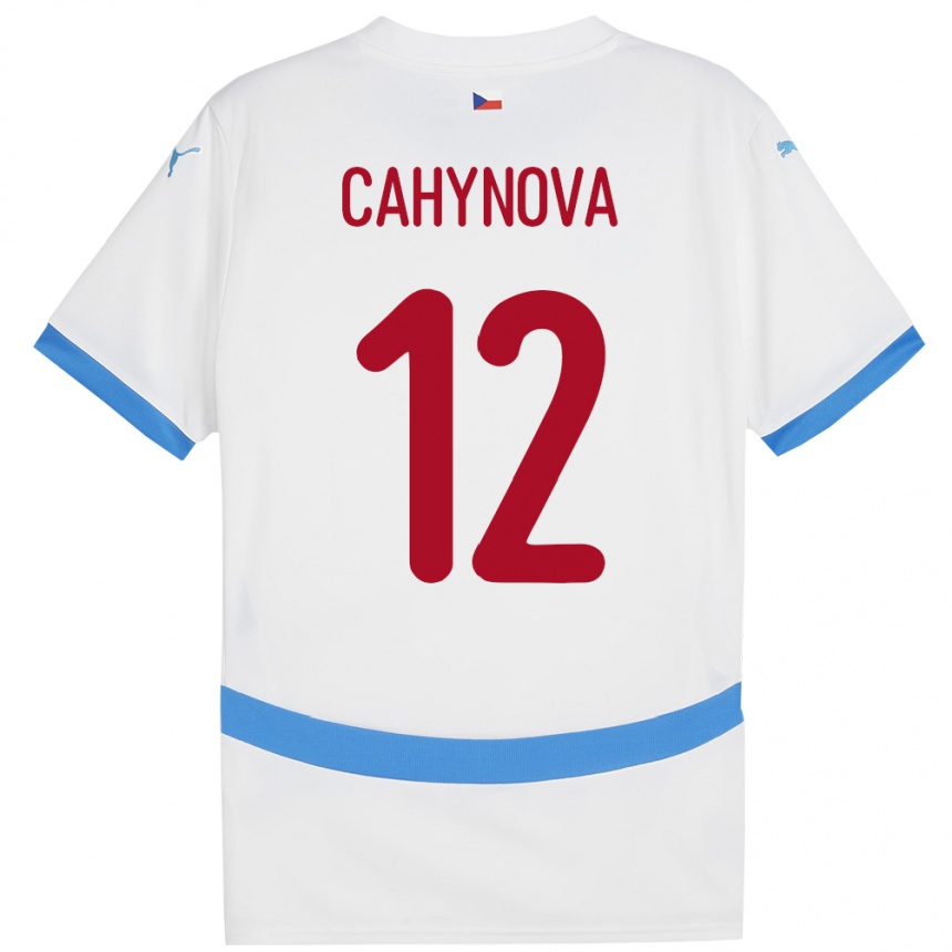 Damen Fußball Tschechien Klára Cahynová #12 Weiß Auswärtstrikot Trikot 24-26 T-Shirt Luxemburg