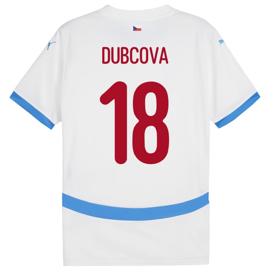 Damen Fußball Tschechien Kamila Dubcová #18 Weiß Auswärtstrikot Trikot 24-26 T-Shirt Luxemburg