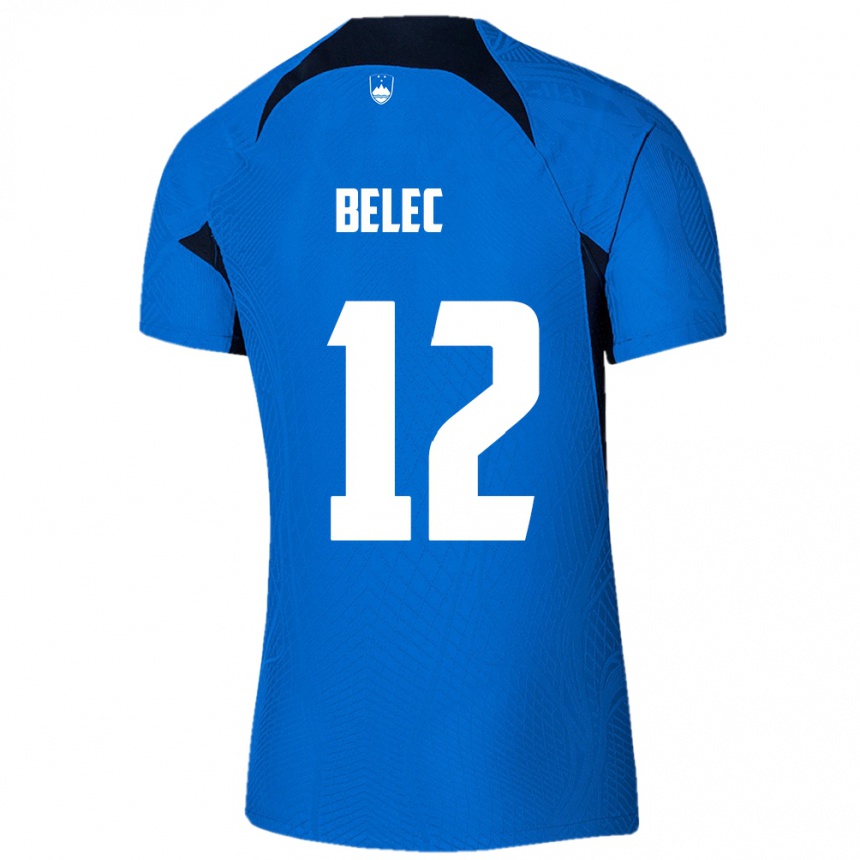 Damen Fußball Slowenien Vid Belec #12 Blau Auswärtstrikot Trikot 24-26 T-Shirt Luxemburg