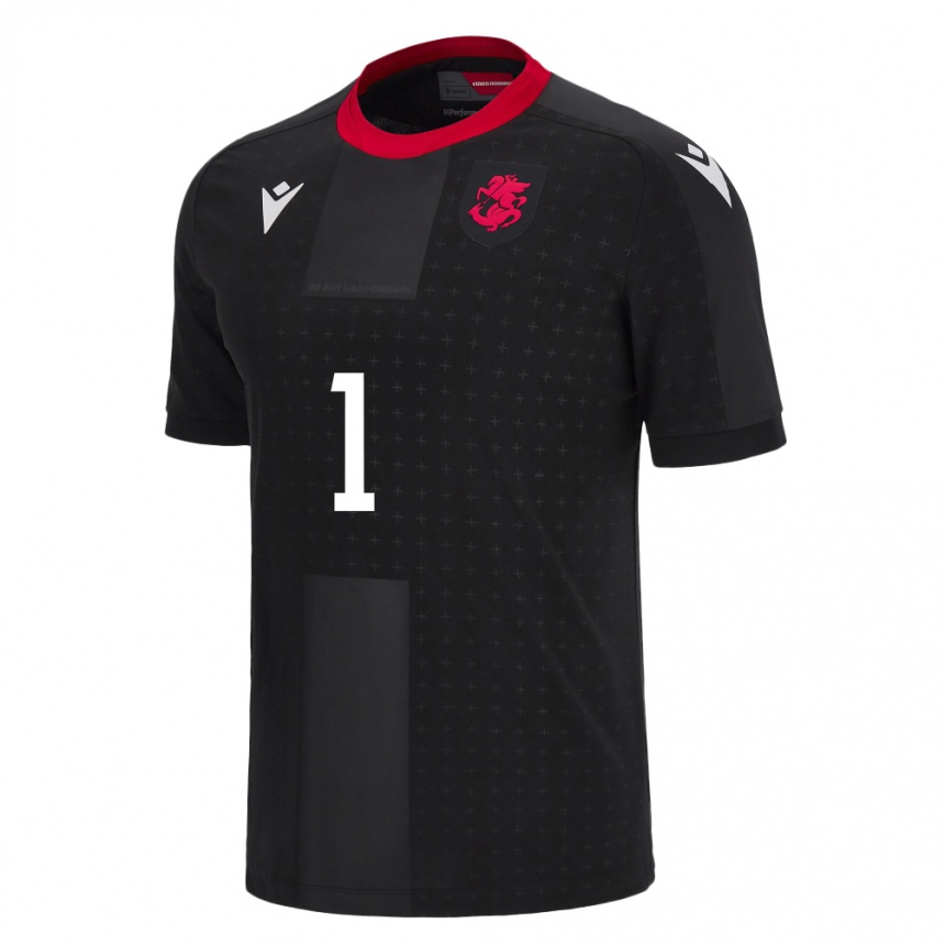 Damen Fußball Georgien Eka Tabagari #1 Schwarz Auswärtstrikot Trikot 24-26 T-Shirt Luxemburg