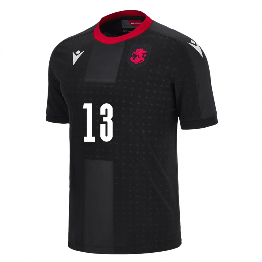 Damen Fußball Georgien Tamar Tatuashvili #13 Schwarz Auswärtstrikot Trikot 24-26 T-Shirt Luxemburg