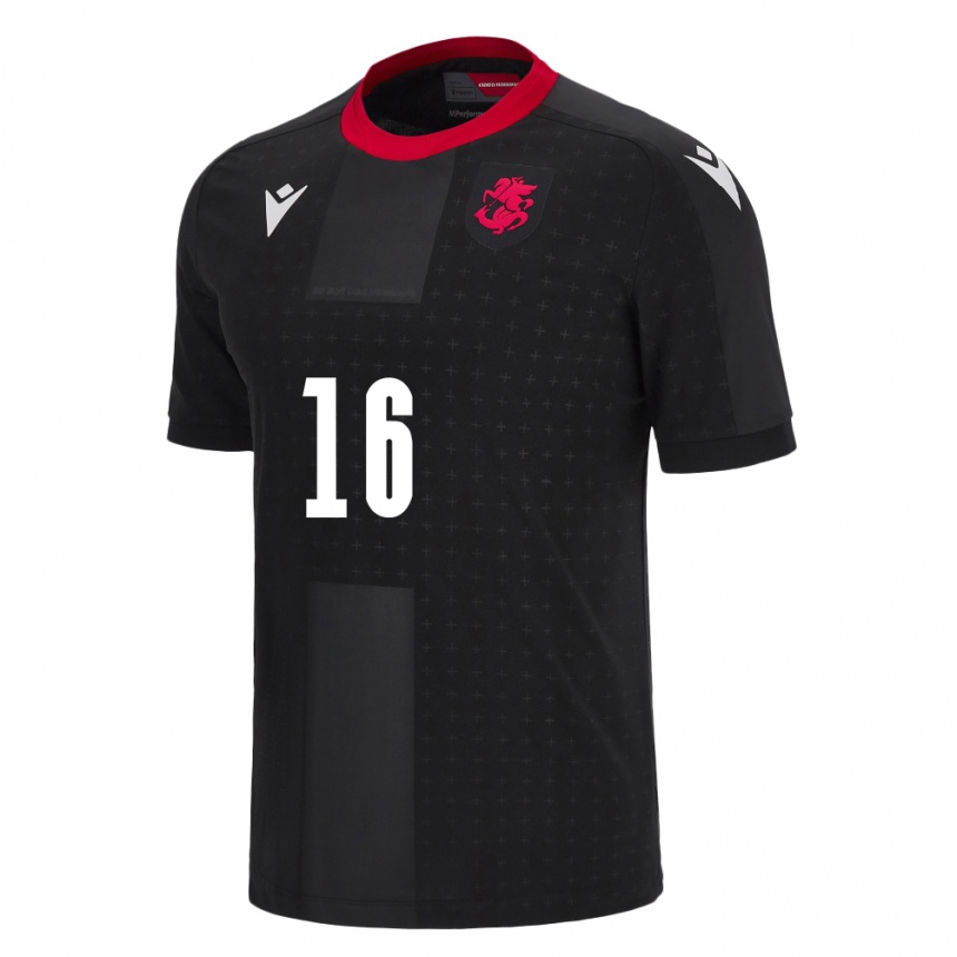 Damen Fußball Georgien Nikoloz Kantidze #16 Schwarz Auswärtstrikot Trikot 24-26 T-Shirt Luxemburg