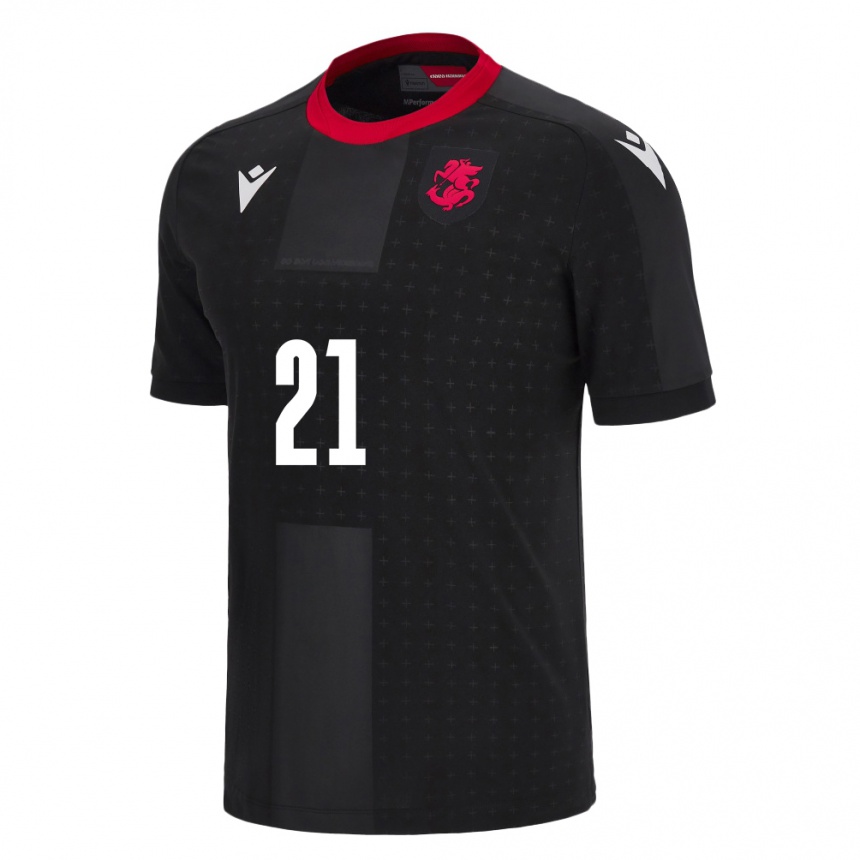 Damen Fußball Georgien Mariam Kalandadze #21 Schwarz Auswärtstrikot Trikot 24-26 T-Shirt Luxemburg