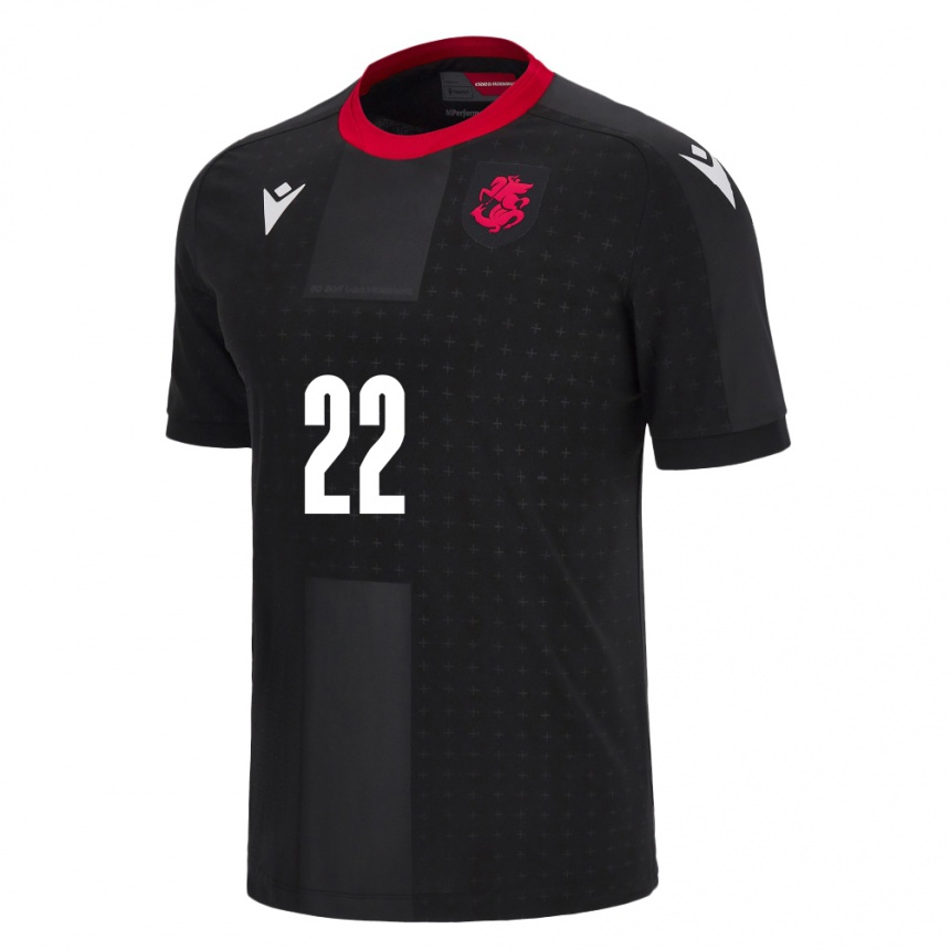 Damen Fußball Georgien Nikoloz Ugrekhelidze #22 Schwarz Auswärtstrikot Trikot 24-26 T-Shirt Luxemburg