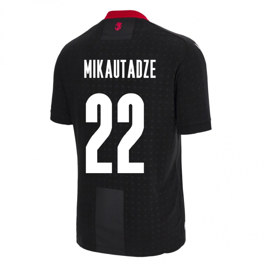 Damen Fußball Georgien Georges Mikautadze #22 Schwarz Auswärtstrikot Trikot 24-26 T-Shirt Luxemburg