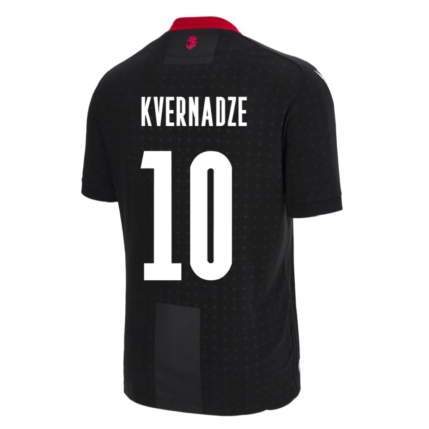 Damen Fußball Georgien Giorgi Kvernadze #10 Schwarz Auswärtstrikot Trikot 24-26 T-Shirt Luxemburg