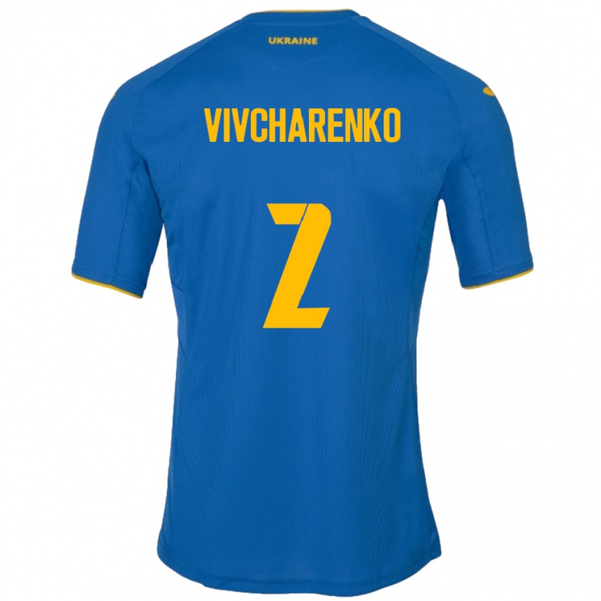 Damen Fußball Ukraine Kostyantyn Vivcharenko #2 Blau Auswärtstrikot Trikot 24-26 T-Shirt Luxemburg