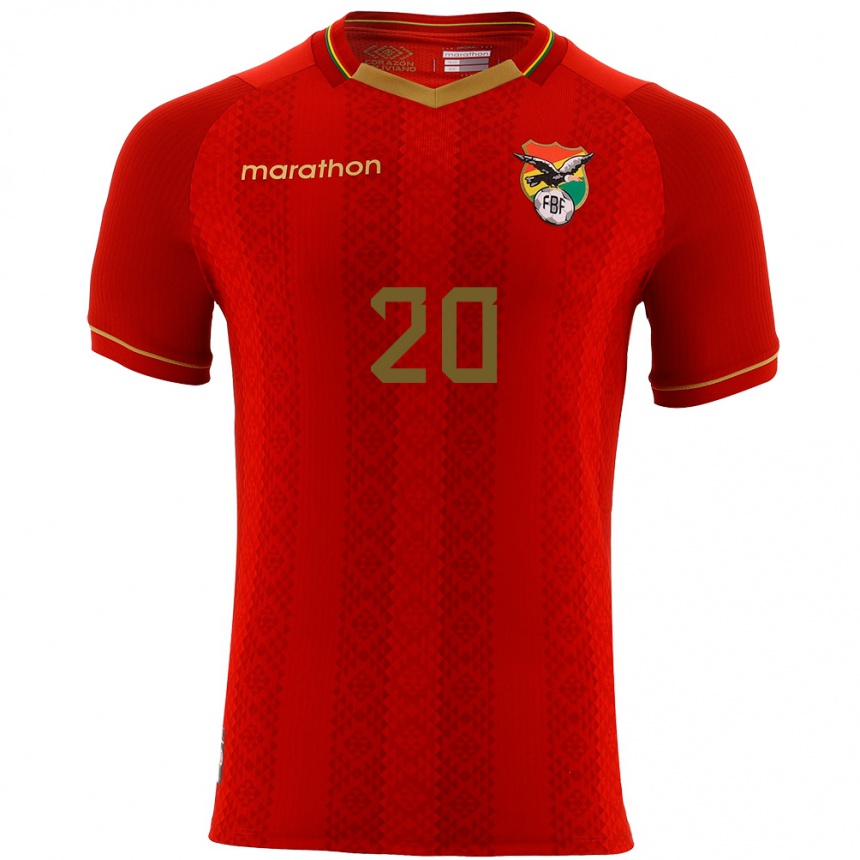 Damen Fußball Bolivien Leonardo Justiniano #20 Rot Auswärtstrikot Trikot 24-26 T-Shirt Luxemburg