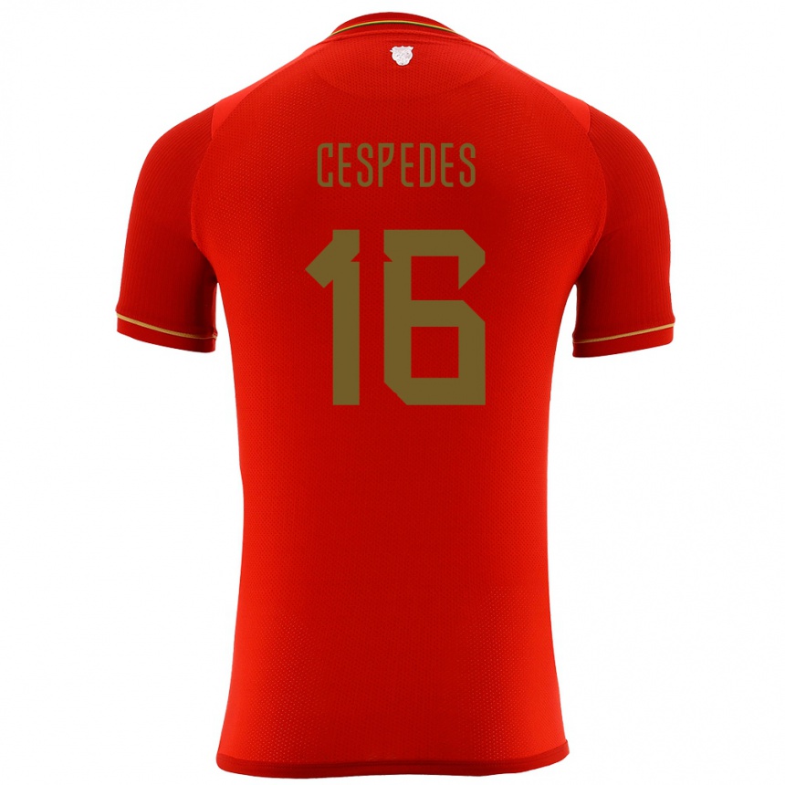 Damen Fußball Bolivien Boris Céspedes #16 Rot Auswärtstrikot Trikot 24-26 T-Shirt Luxemburg