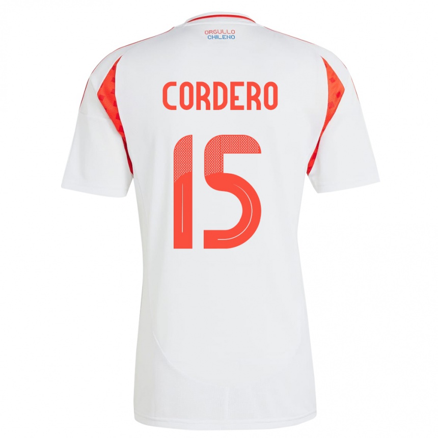 Damen Fußball Chile Renato Cordero #15 Weiß Auswärtstrikot Trikot 24-26 T-Shirt Luxemburg