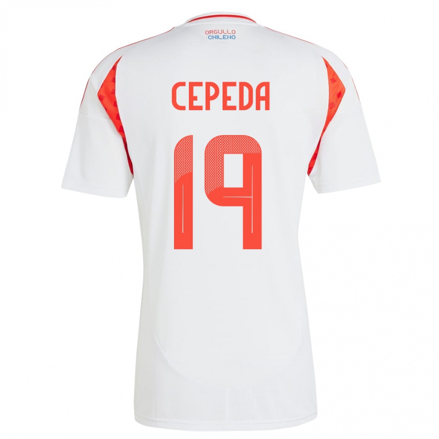 Damen Fußball Chile Lucas Cepeda #19 Weiß Auswärtstrikot Trikot 24-26 T-Shirt Luxemburg
