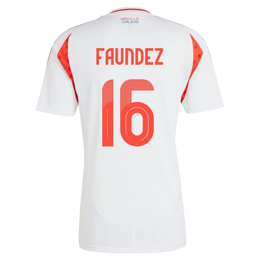 Damen Fußball Chile Felipe Faúndez #16 Weiß Auswärtstrikot Trikot 24-26 T-Shirt Luxemburg