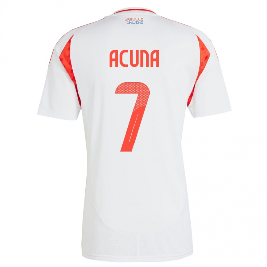 Damen Fußball Chile Yenny Acuña #7 Weiß Auswärtstrikot Trikot 24-26 T-Shirt Luxemburg