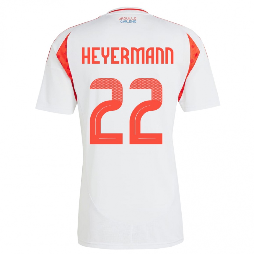 Damen Fußball Chile Agustina Heyermann #22 Weiß Auswärtstrikot Trikot 24-26 T-Shirt Luxemburg