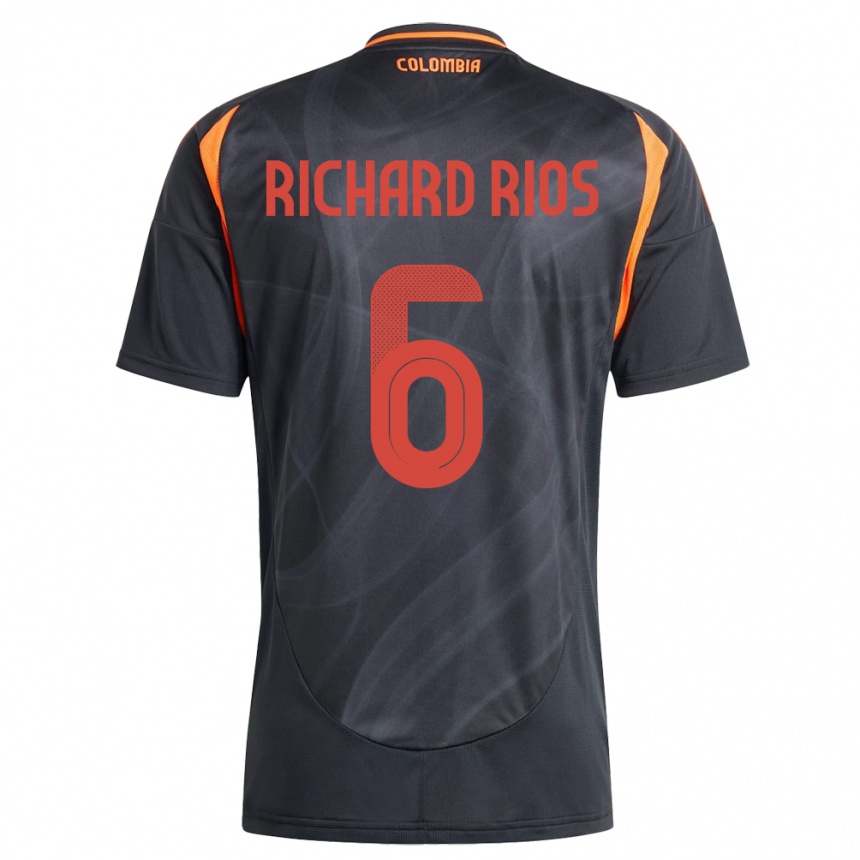 Damen Fußball Kolumbien Richard Ríos #6 Schwarz Auswärtstrikot Trikot 24-26 T-Shirt Luxemburg