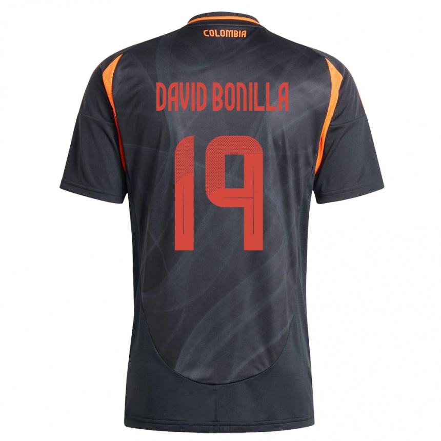 Damen Fußball Kolumbien Juan David Bonilla #19 Schwarz Auswärtstrikot Trikot 24-26 T-Shirt Luxemburg