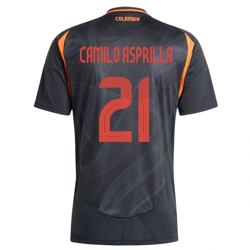 Damen Fußball Kolumbien Juan Camilo Asprilla #21 Schwarz Auswärtstrikot Trikot 24-26 T-Shirt Luxemburg