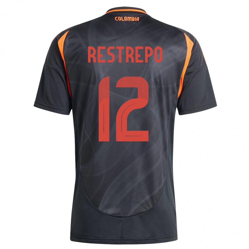 Damen Fußball Kolumbien Valery Restrepo #12 Schwarz Auswärtstrikot Trikot 24-26 T-Shirt Luxemburg
